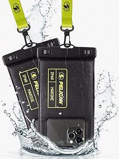 Pelican Marine IP68 Waterproof Dry Bag 5L - Roll Top Waterproof Backpack w/Phone Case/Pouch - Boating & Kayak Accessories - Essentials for Camping Swimming Beach Fishing Rafting Travel - Black/Yellow product image