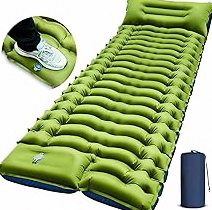 Camping Sleeping Pad, Ultralight Camping Mat with Pillow, Built-in Foot Pump Inflatable Sleeping Pads Compact for Camping Backpacking Hiking Traveling Tent,Single,Green product image