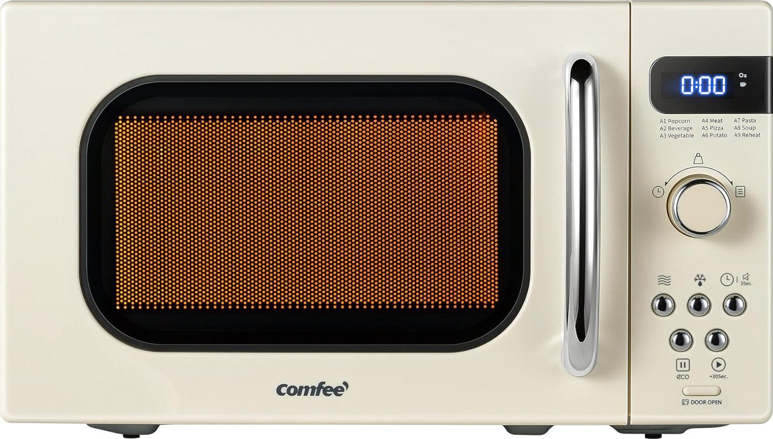 COMFEE' Retro Small Microwave Oven With Compact Size, 9 Preset Menus, Position-Memory Turntable, Mute Function, Countertop Perfect For Spaces, 0.7 Cu Ft/700W, Cream, AM720C2RA-A product image