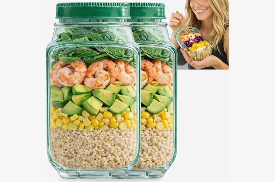suvast Salad Jar With Side Opening, On-the-Go Lunch Bowl Container for Meal Prep, Portable Food Container for Work, Travel & Daily Use (2P) product image