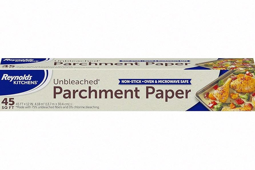 Reynolds Kitchens Unbleached Parchment Paper Roll, Non Stick Parchment Paper for Cooking and Baking, Oven Safe up to 425 Degrees, Chlorine-Free, 45 Feet x 12 Inches, 45 Total Sq. Ft. product image