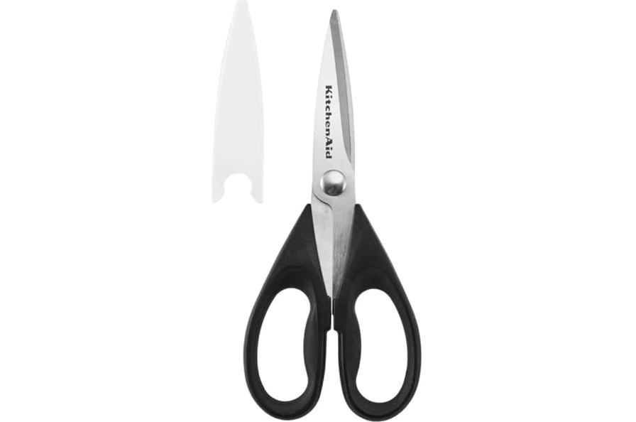 KitchenAid All Purpose Kitchen Shears with Protective Sheath Durable Stainless Steel Scissors, Dishwasher Safe, Soft Grip Comfort Handle, 8.72 Inch, Black product image