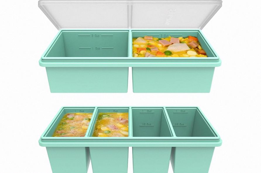 Silicone Soup Freezer Molds with Lids, 2 Cup & 1 Cup Combo, Soup Container Style Ice Cube Trays, Reinforced Steel Rims, For Freezing Broth, Meal Prep and other dishes, Dishwasher & Oven Safe - 2 Pack product image