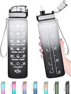 Insulated Water Bottle 24 oz with Dustproof Lid, Carry Handle & Tea Infuser, BPA-Free & Leakproof, Stainless Steel Water Bottles Ideal for Fitness, Hiking, Office & Outdoor Use (Black) product image