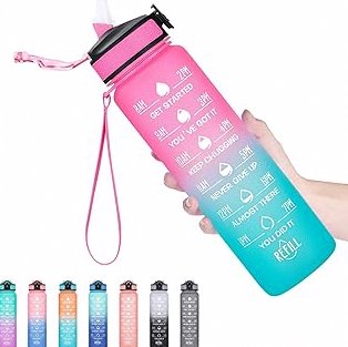 Hyeta 32 oz Water Bottles with Times to Drink and Straw, Motivational Water Bottle with Time Marker, Leakproof, Drinking Sports Water Bottle for Fitness, Gym and Outdoor product image