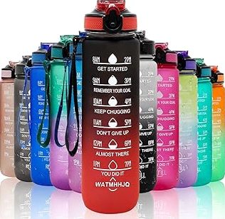 Plastic Military Canteen, 1 Quart Portable Army Water Bottle with Cup Sleeves and Waist Belt for Hiking Camping Climbing and Most Outdoor Activities product image