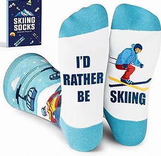 VICRAZY Funny Skiing Socks for Men - Christmas Gift, Ski Accessories, Ski Lover Gifts, Stocking Stuffers for Skiers product image