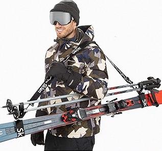 Sklon Ski Strap and Pole Carrier | Avoid the Struggle and Effortlessly Transport Your Ski Gear Everywhere You Go | Features Cushioned Shoulder Sling | Great for Families - Men, Women and Kids - Black product image