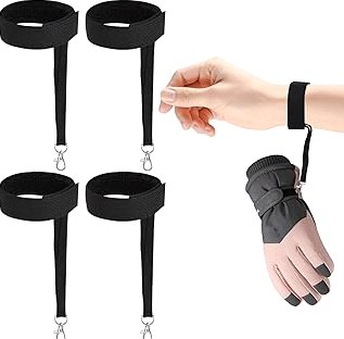 4Pcs Sports Winter Ski Gloves Elastic Wrist Strap, Snowboarding Accessories for Men, Safety Straps Supplies with Keychains for Mountaineering Snowboarding Outdoor Activities product image