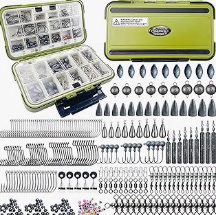 448-Pcs Fishing Lures Kit – Complete 3-Layer Tackle Box Set with Hooks, Weights, Bobbers, Pliers, Rigs, Leaders, Fluorocarbon Line, Accessories & More for Kids Fishing Gear product image
