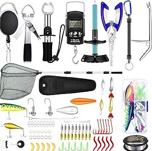 Saltwater Fishing Tackle Kit, 136pcs Surf Fishing Gear Fish Finder Rigs Saltwater Fishing Lures Crankbait Spoon Pyramid Sinker Fishing Hooks Leaders Swivels Ocean Fishing Tackle Accessories product image