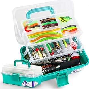 322-Piece Fishing Lures Kit - Buzz Bait/Spinner Baits/Jig/Frog, Fishing Tackle Box with Tackle Included, Soft Bait/Hooks/Weights, Fishing Gear Lure Kit Gift for Men Freshwater Bass Trout product image