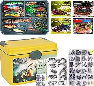 PLUSINNO 353/404 PCS Fishing Lures, Upgrade Fishing Tackle Box with Tackle Included, Crankbaits, Hooks, Weights, Other Accessories, Fishing Lure Bait Gear Equipment Kit Gift for Men Freshwater Bass product image