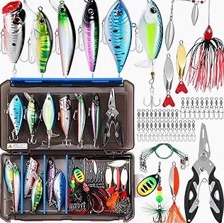 RAWILL 9 Pcs Fishing Tool Kit, Fishing Pliers with Lanyard and Protective Sheaths, Landing Net, Fillet Knife, Fish Scale, Gripper product image