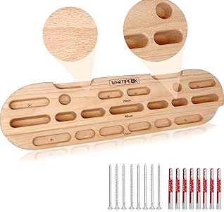 Wooden Hangboard Rock Climbing, Climbing Fingerboard with Mounting Kit for Bouldering, Finger Strength and Pull Up, Training Board with Adjustable Silicone Depth Spacers or Basic product image