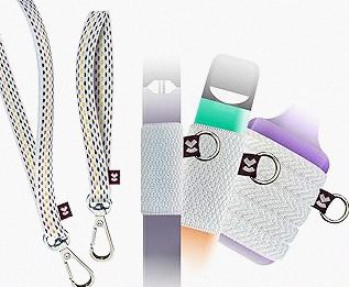 Device Holder with Lanyard, Comfortable Design, 3 Case Sizes for Perfect Fit, Strong Device Lanyard, High-Strength Elastic Holder (Black Checkered Pattern, Large) product image