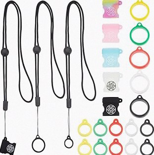 Vape Holder with Lanyard, Comfortable Design for E Cigarette, 3 Vape Case Sizes for Perfect Fit, High-Strength Elastic Holder (With Lanyard, White V Pattern, Medium) product image