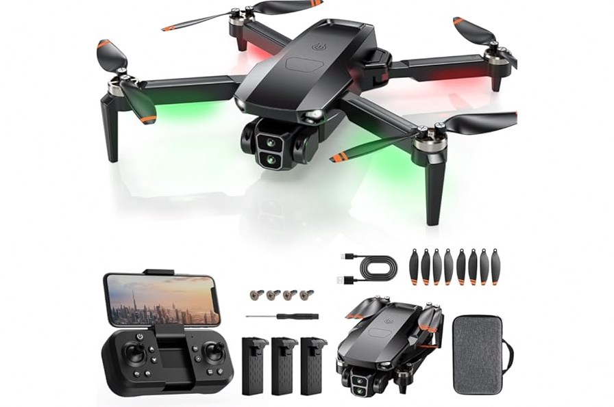 F417PRO Drone with Camera 1080P for Adults Kids, Mini Drone with Screen, Adult Drone, Dual 90° Lens, LED Lights, Optical Flow, Modular Battery, Beginner Drone, One Key Start, Headless, 3D Flip, Case product image