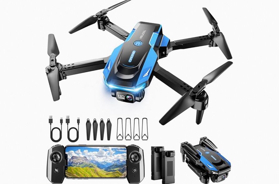 Drone with 1080P Camera - Foldable Remote Control Quadcopter with Gesture Control, 3D Flip, One Key Start, Emergency Stop, 2 Batteries, Easier to use, Toy for Adult Beginners, Black&Blue product image