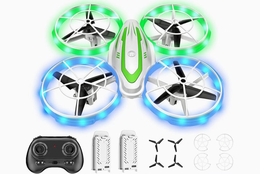 Flymevac Drone with Camera, Dual 720HD, Drone for Kids with Cool Lights, Gestures Control, Vertical Shooting, Waypoint Flight, Gravity Control, 3D Flip, 3-Speeds, Drones for Adults, Beginners, Kids product image