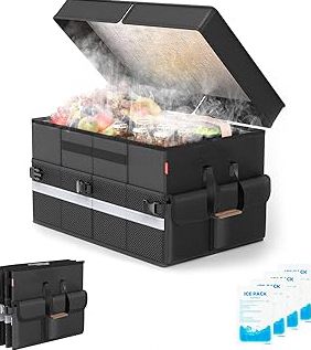 COSTWAY Double Portable Picnic Chairs, Folding Camping Chairs w/Detachable Umbrella, Cooler Bag, Cup Holders, Patio Beach Camping Chairs for Outdoors product image