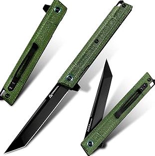 Perkin PK800 Fixed Blade Hunting Knife with Leather Sheath – 7.75” Full Tang 1095 Steel Tanto Blade, Walnut Wood Handle – Bushcraft, Camping, Fishing & Survival Knife for Outdoor product image