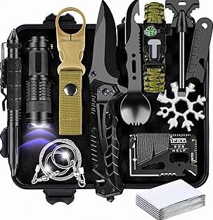 Pristis UltraGrit Pro Survival Knife Sharpener, 9 in 1 Outdoor Kit, Multi Gear with Fire Starter Whistle Compass, Hunt Fish Camp Hike Adventure Tactical Tool, Portable Grinding File for Knife Hook product image