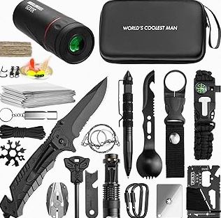 ​29-in-1 Outdoor Survival Gear Kit with Heavy-Duty Storage Bag, First Aid & Fire Starter – Emergency Tools for Camping Hiking, Gifts for Dad, Husband, Men Women product image