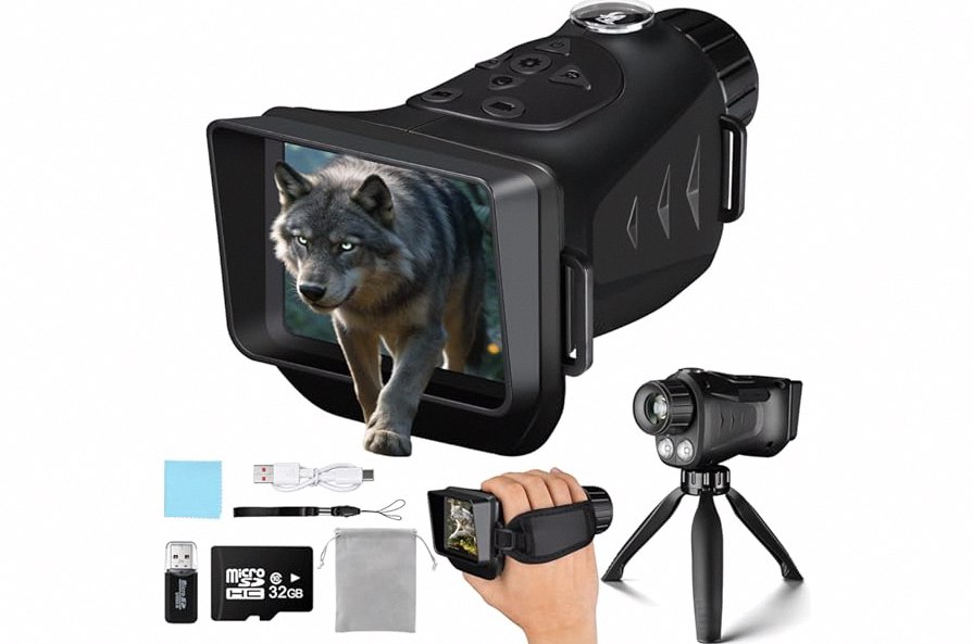 VXF Night Vision Monocular, 4K Night Vision Scope for 100% Darkness with 3000mAh Rechargeable Battery, 3+32GB SD Card & Card Reader, Dual Infrared Monocular Telescope for Camping, Wildlife Observation product image