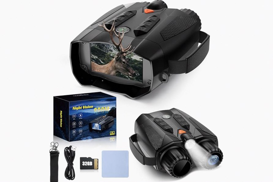 Night Vision Goggles -4K Night Vision Binoculars with, 10X Zoom, External Tactical Light & Compass，5000mAh Fast Charging, 32G Card, Record Video & Photos, Camping Hunting, Gift for Dad/Men（Black） product image