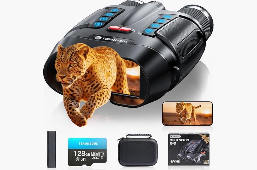 Night Vision Goggles - Smart APP 4K Night Vision Binoculars, 10000mAh Battery, 128GB Card for Photo and Video, 3'' UHD Screen & 8X Zoom Binoculars for Camping, Hunting, Security (Black) product image