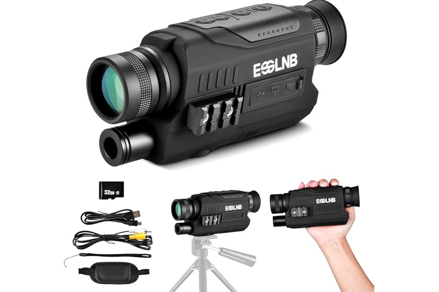Hunting Night Vision Scope, Infrared Monocular, Night Sight with Zoomable Built-in IR Flashlight and 1.2inch AMOLED Screen, Adjustable Reticle and x5 Digital Magnification (Without Battery) product image