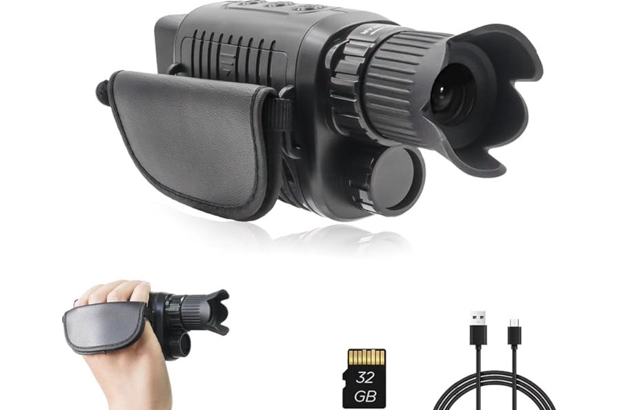 Rechargeable Night Vision Monocular for 100% Darkness, Full HD1080P Video Long Distance Infrared Night Vision Goggles Binoculars for Hunting, Camping, Travel, Surveillance 32GB Inside product image