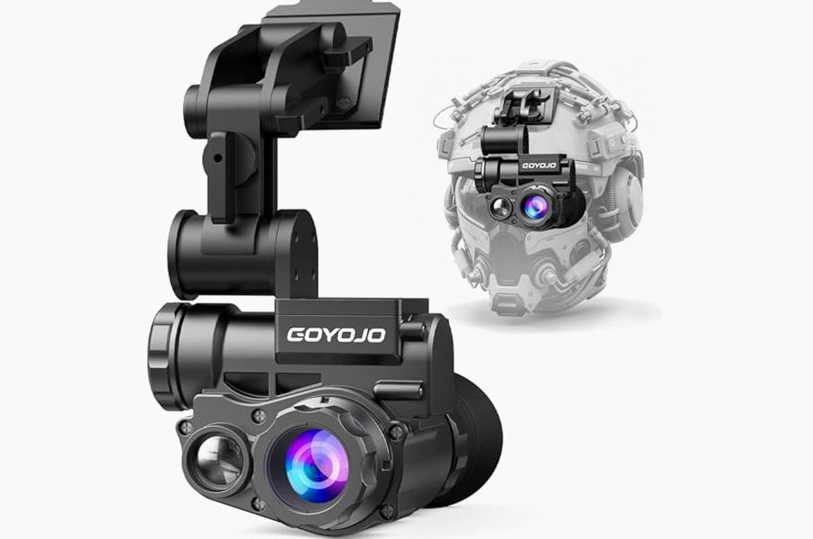 GOYOJO Night Vision Goggles Helmet-Mounted Monocular | 1080P HD NVG with 3X Zoom & Adjustable Infrared | IP66 Waterproof for Hunting, Surveillance, Camping | Built-in Compass (100% Darkness) product image